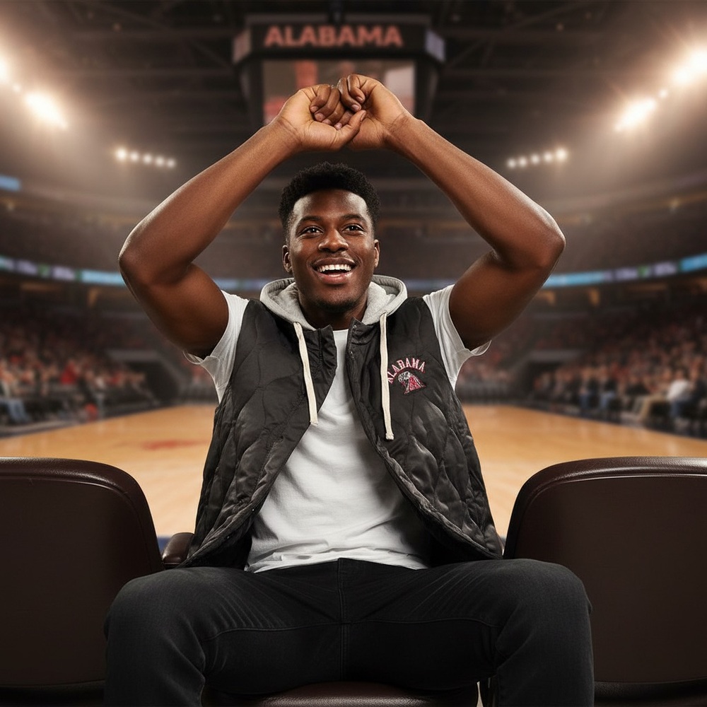 Alabama Crimson Tide Black Quilted Vest with Hood